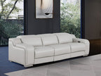 103" White Italian Leather Reclining USB Sofa