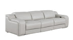 103" White Italian Leather Reclining USB Sofa