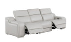 103" White Italian Leather Reclining USB Sofa