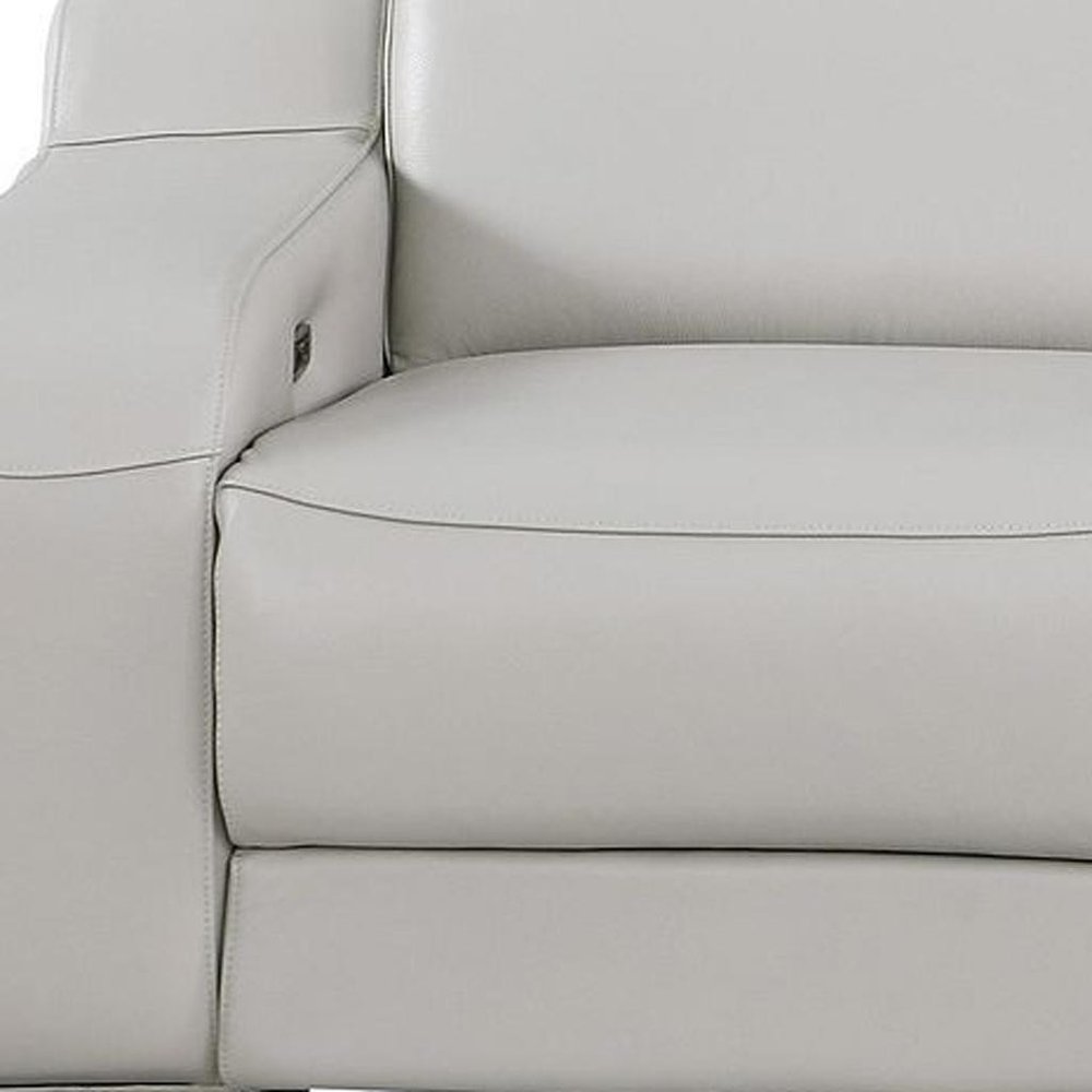 103" White Italian Leather Reclining USB Sofa