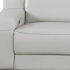 103" White Italian Leather Reclining USB Sofa