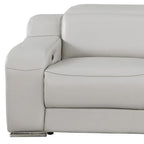 103" White Italian Leather Reclining USB Sofa