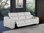 103" White Italian Leather Reclining USB Sofa