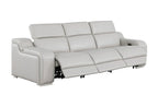 103" White Italian Leather Reclining USB Sofa