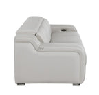 103" White Italian Leather Reclining USB Sofa