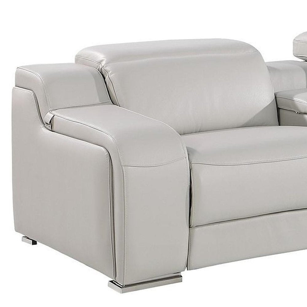 169" White Italian Leather Reclining USB and Wireless Charger Sofa And Storage