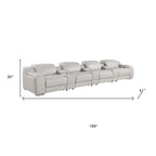 169" White Italian Leather Reclining USB and Wireless Charger Sofa And Storage