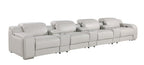 169" White Italian Leather Reclining USB and Wireless Charger Sofa And Storage