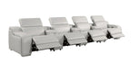 169" White Italian Leather Reclining USB and Wireless Charger Sofa And Storage