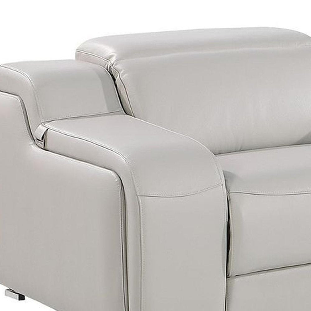 169" White Italian Leather Reclining USB and Wireless Charger Sofa And Storage
