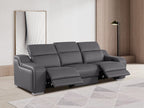 103" White Italian Leather Reclining USB Sofa