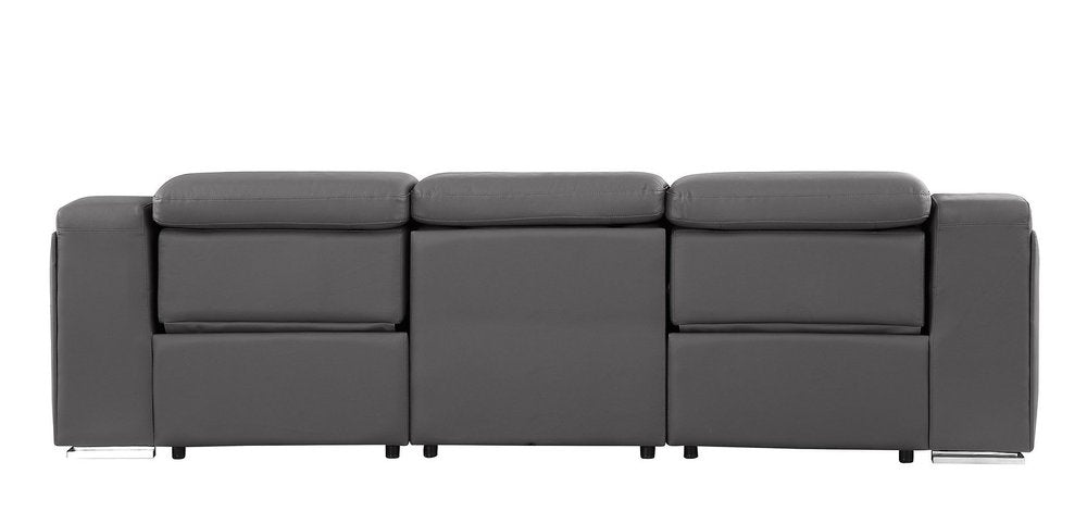 103" White Italian Leather Reclining USB Sofa