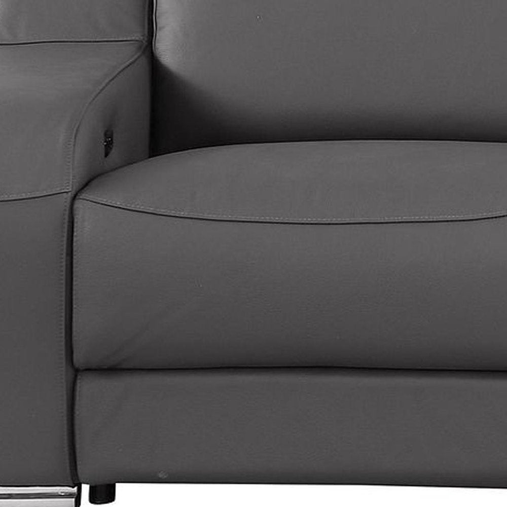 103" White Italian Leather Reclining USB Sofa