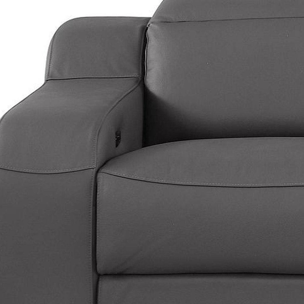 103" White Italian Leather Reclining USB Sofa