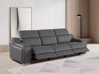 103" White Italian Leather Reclining USB Sofa