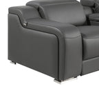 103" White Italian Leather Reclining USB Sofa