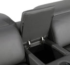 129" White Italian Leather Reclining USB Sofa And Storage