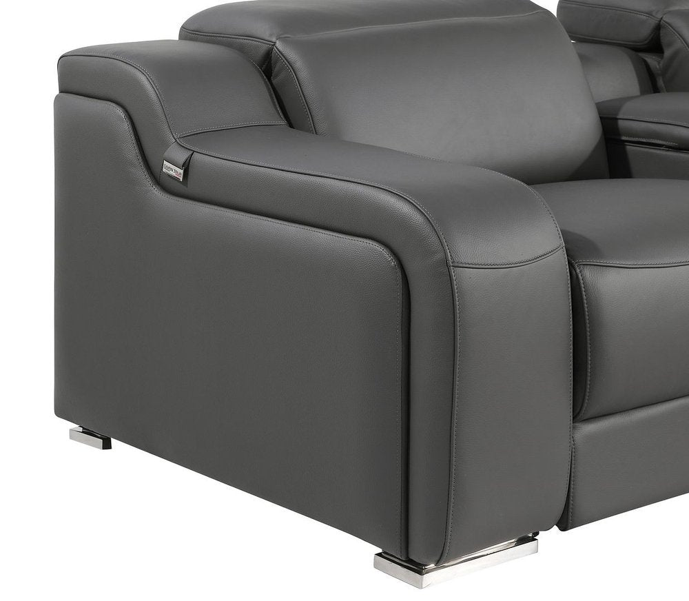 169" White Italian Leather Reclining USB and Wireless Charger Sofa And Storage