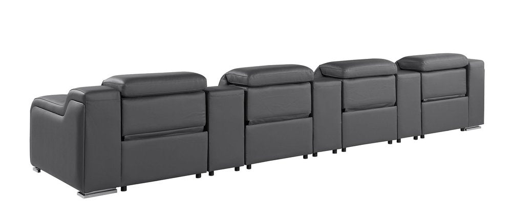 169" White Italian Leather Reclining USB and Wireless Charger Sofa And Storage
