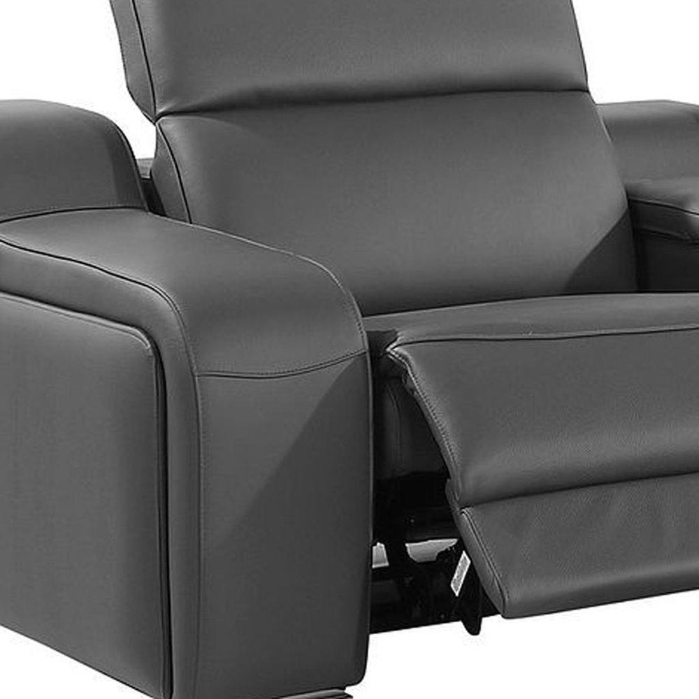 169" White Italian Leather Reclining USB and Wireless Charger Sofa And Storage