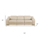 103" White Italian Leather Reclining USB Sofa