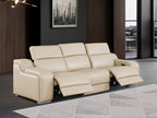 103" White Italian Leather Reclining USB Sofa