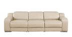 103" White Italian Leather Reclining USB Sofa
