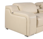 103" White Italian Leather Reclining USB Sofa