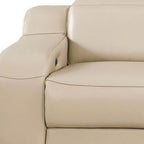 103" White Italian Leather Reclining USB Sofa