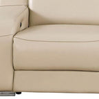 103" White Italian Leather Reclining USB Sofa