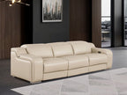 103" White Italian Leather Reclining USB Sofa