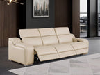 103" White Italian Leather Reclining USB Sofa