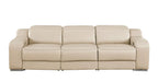 103" White Italian Leather Reclining USB Sofa