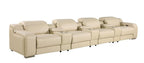 169" White Italian Leather Reclining USB and Wireless Charger Sofa And Storage