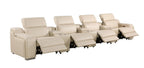 169" White Italian Leather Reclining USB and Wireless Charger Sofa And Storage