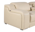 169" White Italian Leather Reclining USB and Wireless Charger Sofa And Storage