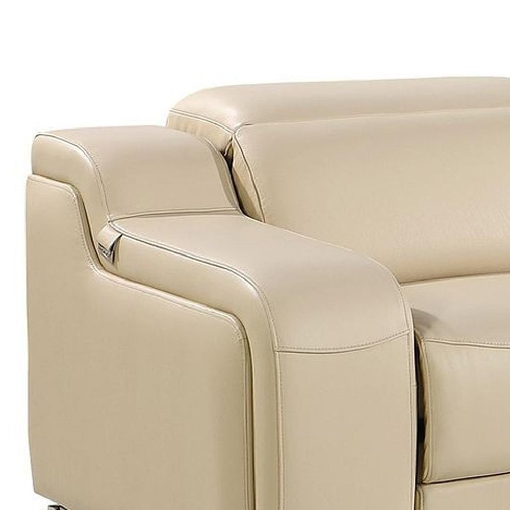 169" White Italian Leather Reclining USB and Wireless Charger Sofa And Storage
