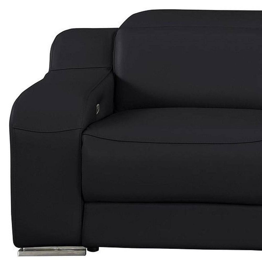 103" White Italian Leather Reclining USB Sofa