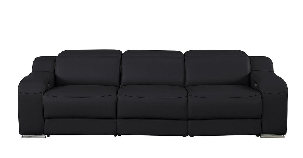 103" White Italian Leather Reclining USB Sofa