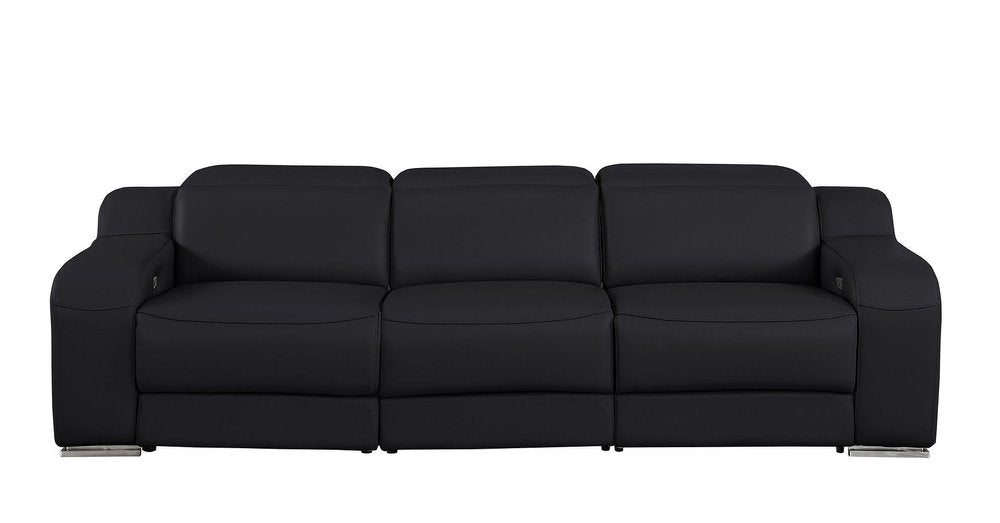 103" White Italian Leather Reclining USB Sofa