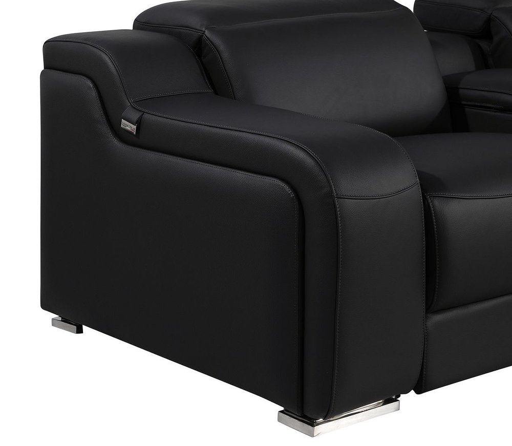 103" White Italian Leather Reclining USB Sofa