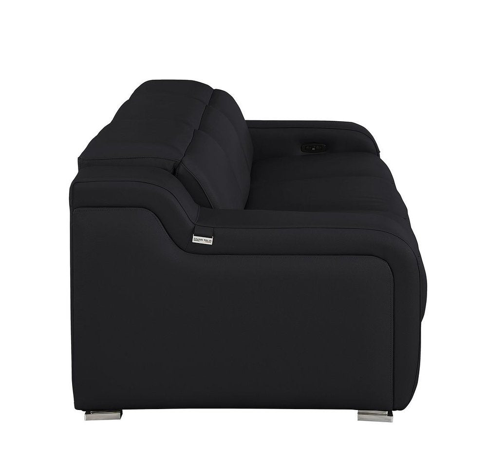 103" White Italian Leather Reclining USB Sofa