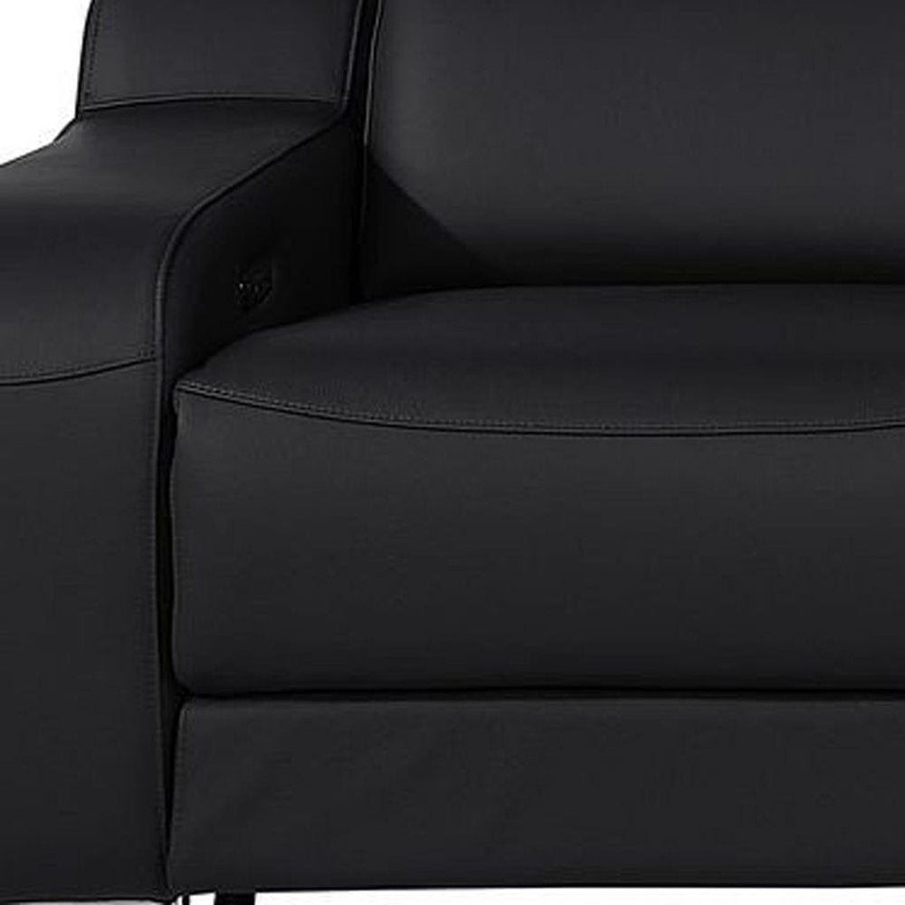 129" White Italian Leather Reclining USB Sofa And Storage