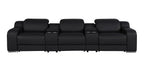 129" White Italian Leather Reclining USB Sofa And Storage