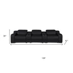 129" White Italian Leather Reclining USB Sofa And Storage