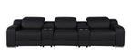 129" White Italian Leather Reclining USB Sofa And Storage