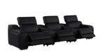 129" White Italian Leather Reclining USB Sofa And Storage