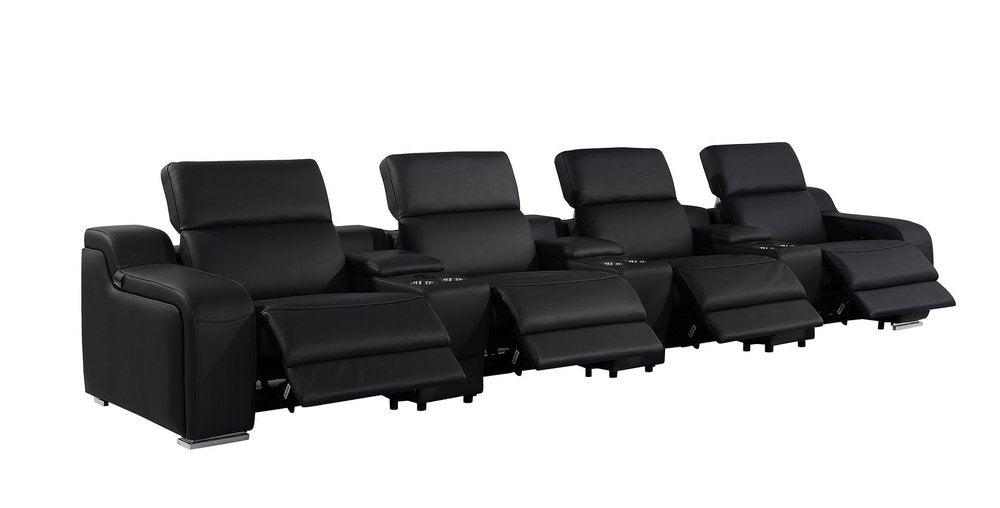 169" White Italian Leather Reclining USB and Wireless Charger Sofa And Storage
