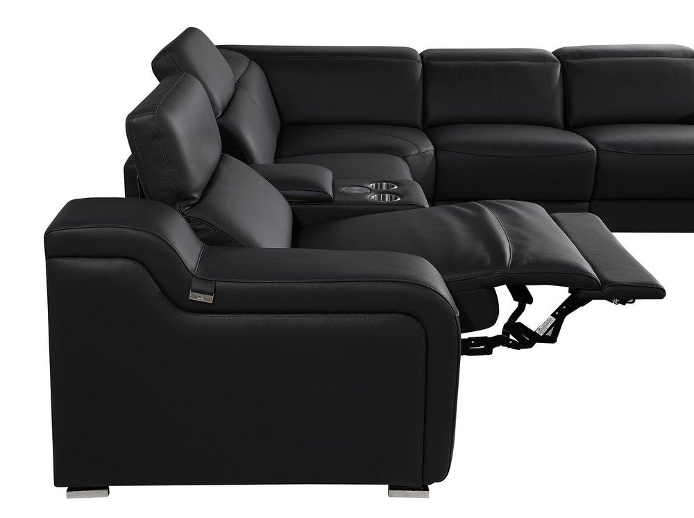 169" White Italian Leather Reclining USB and Wireless Charger Sofa And Storage