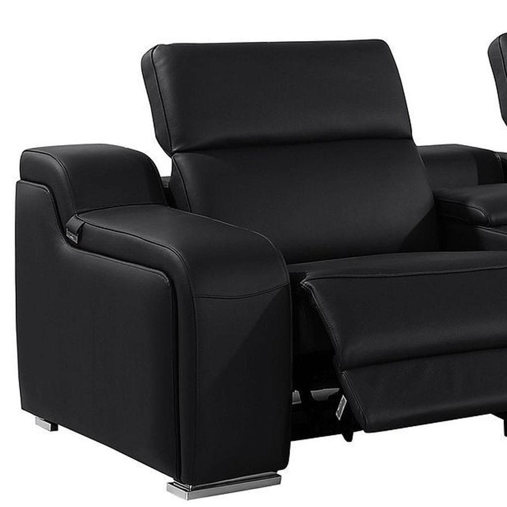 169" White Italian Leather Reclining USB and Wireless Charger Sofa And Storage